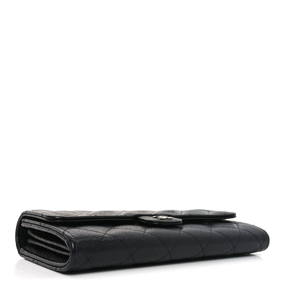 Chanel Caviar Quilted Large Gusset Flap Wallet Black 3 of 9