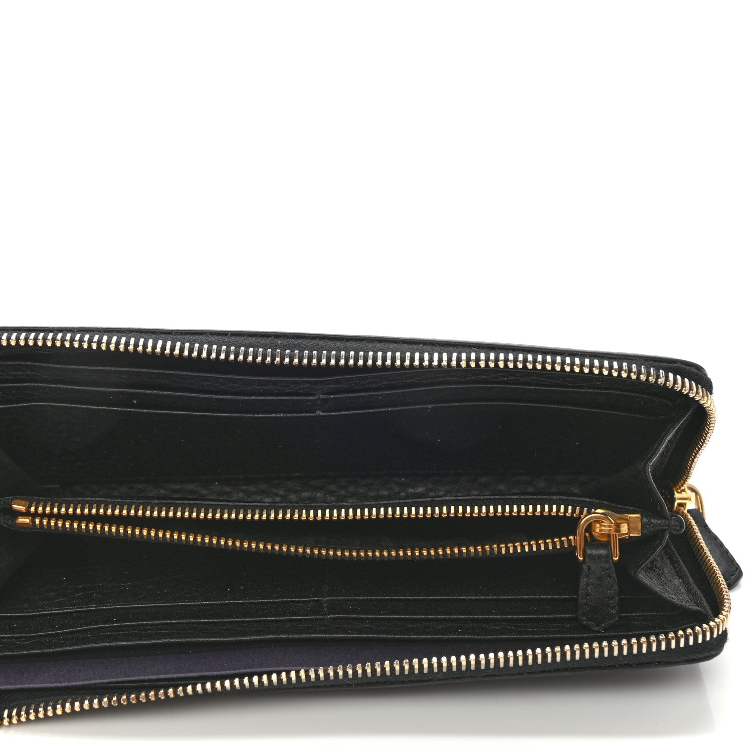Prada Vitello Daino Zip Around Wallet Black 5 of 6