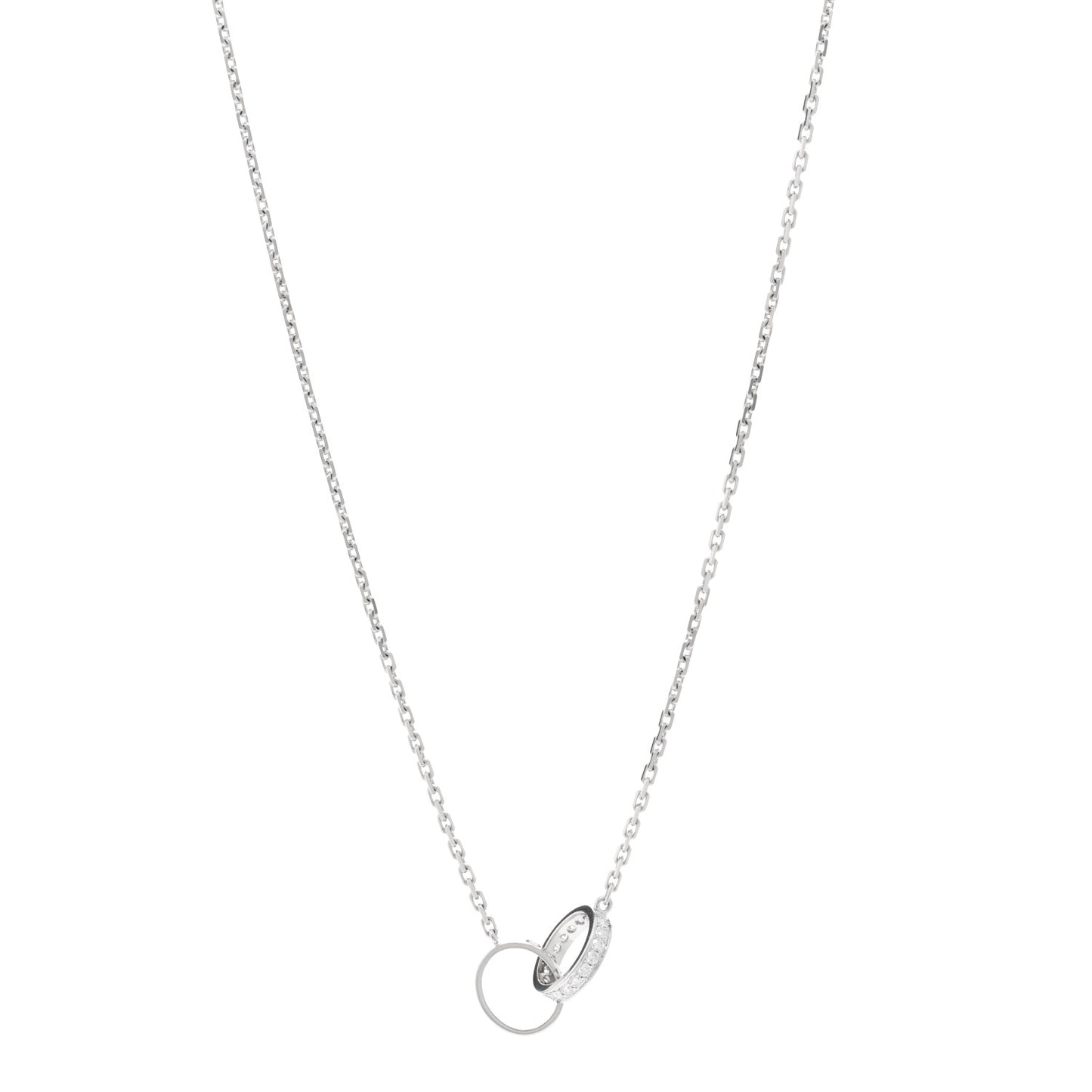 18K White Gold Diamond Interlocking LOVE Necklace