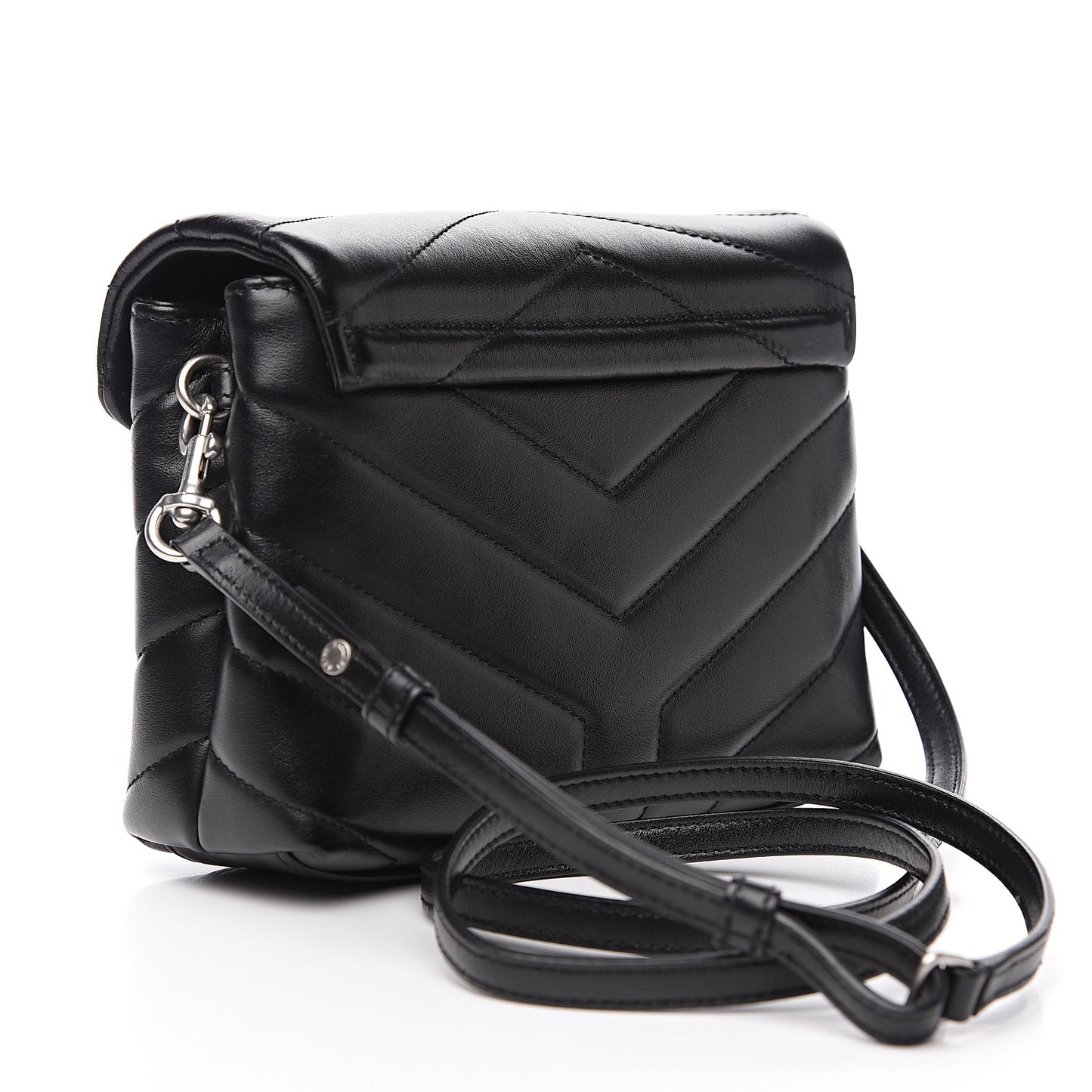 Calfskin Y Quilted Monogram Toy Loulou Crossbody Bag Black