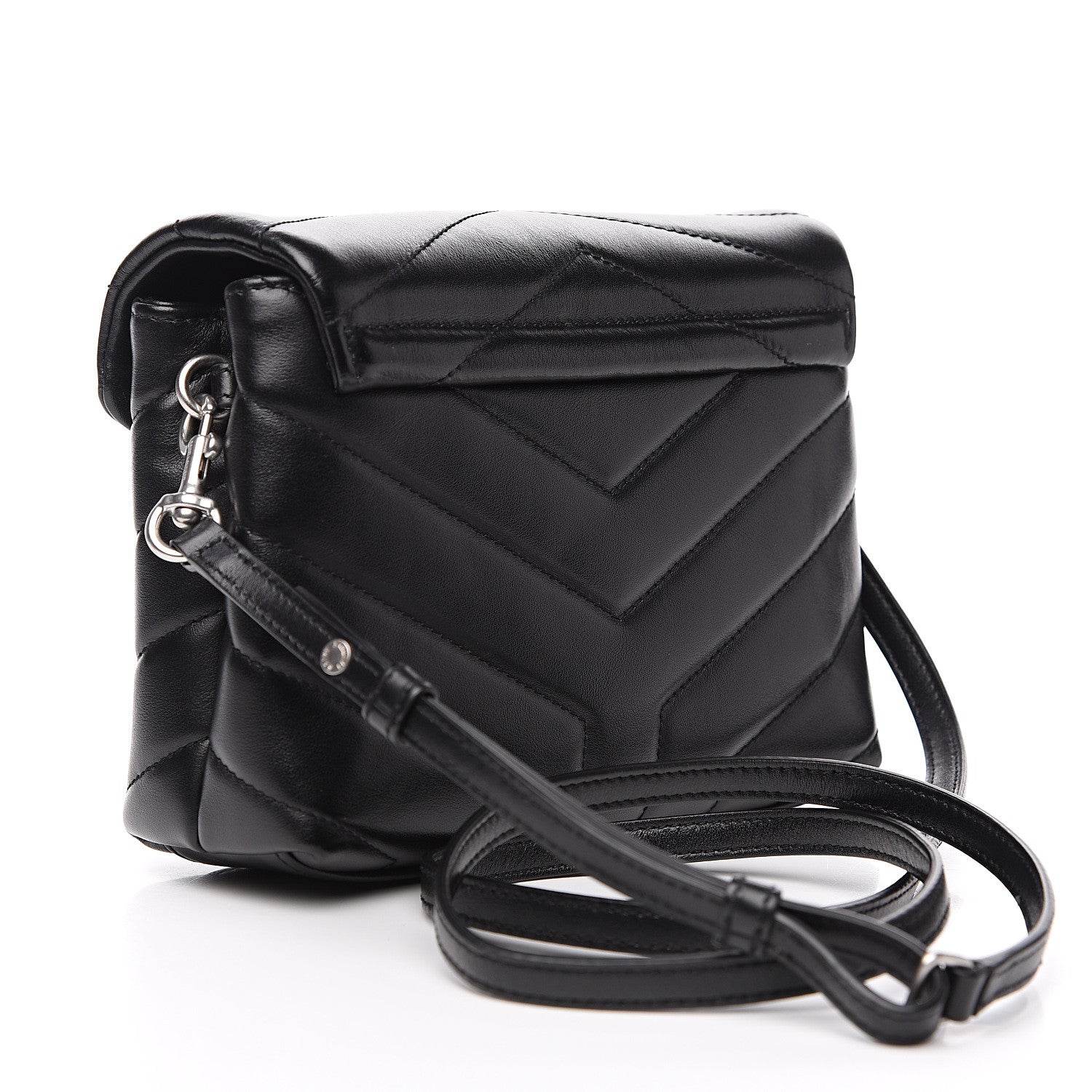 Saint Laurent Calfskin Y Quilted Monogram Toy Loulou Crossbody Bag Black 2 of 9