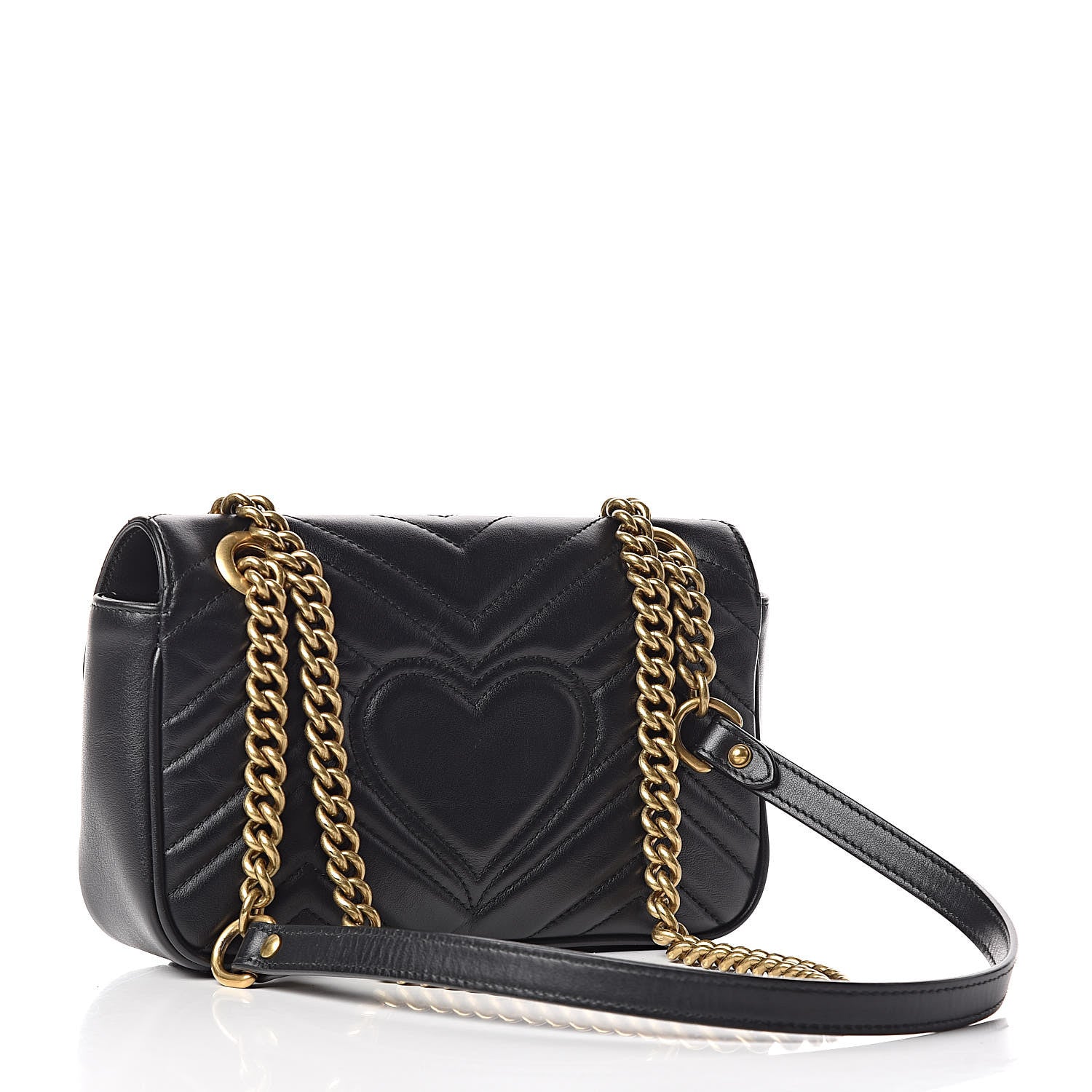 Gucci Calfskin Matelasse Mini GG Marmont Shoulder Bag Black 3 of 12