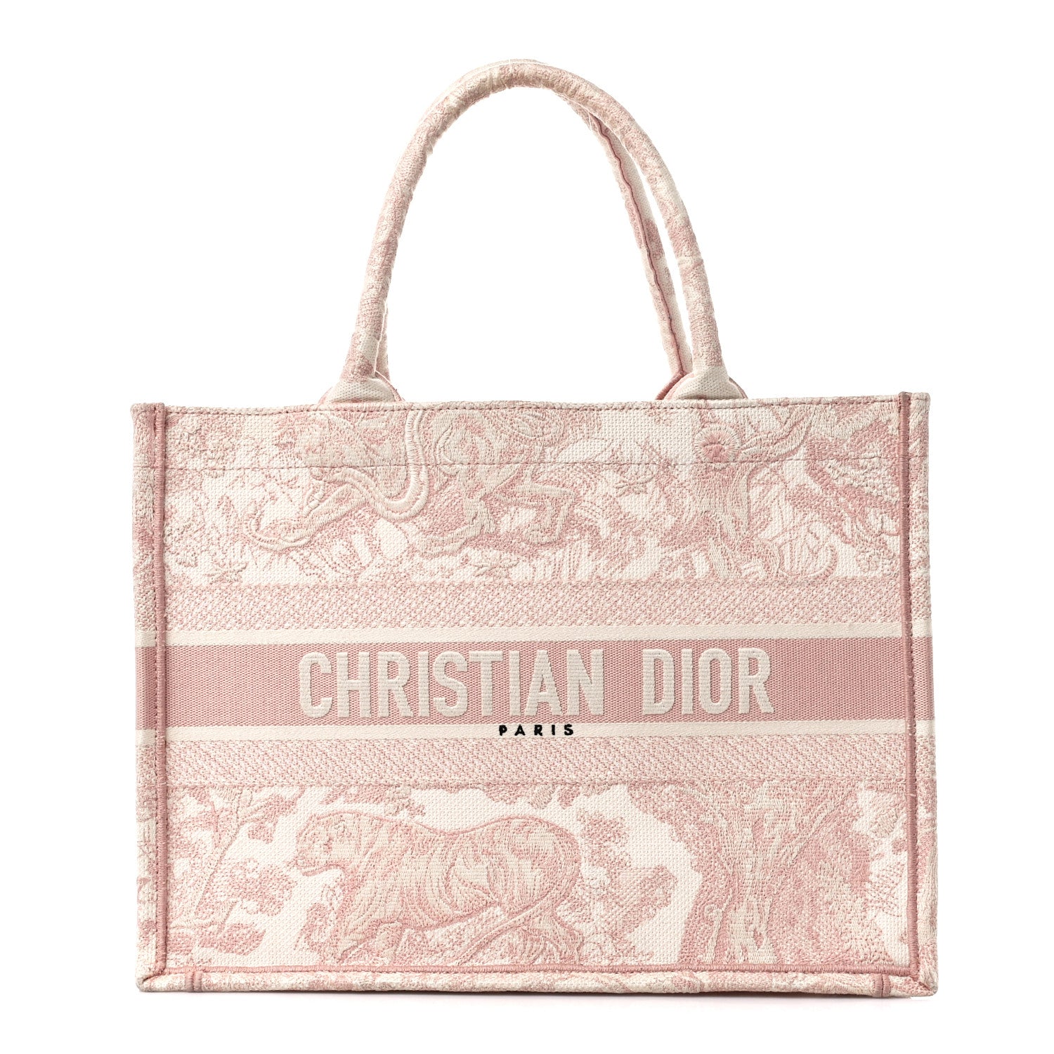 Christian Dior Canvas Embroidered Medium Dioriviera Toile De Jouy Book Tote Rose 1 of 10