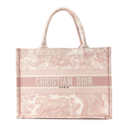 Christian Dior Canvas Embroidered Medium Dioriviera Toile De Jouy Book Tote Rose 1 of 10