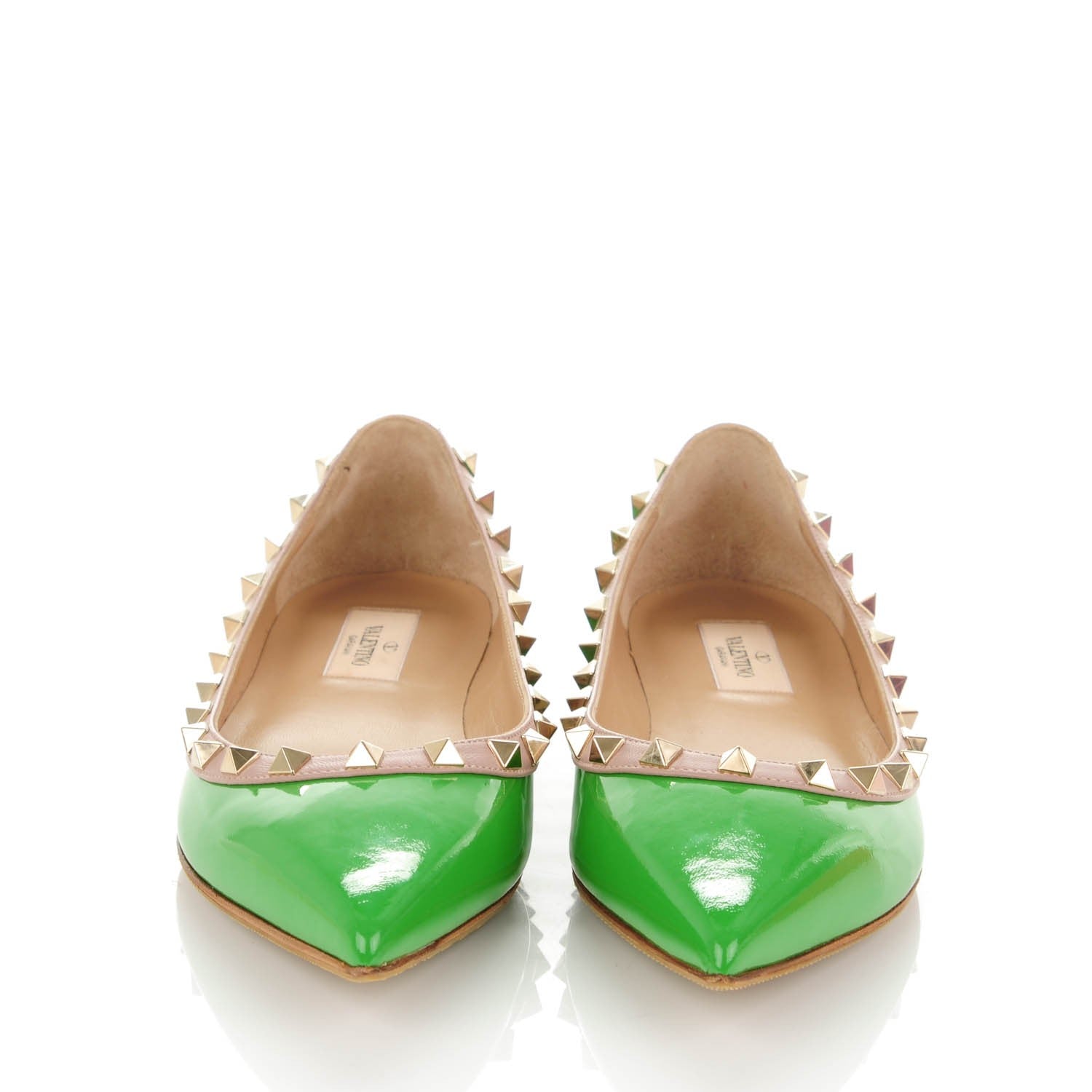 Valentino Garavani Patent Rockstud Ballerina Flats 37.5 Green Poudre 2 of 8