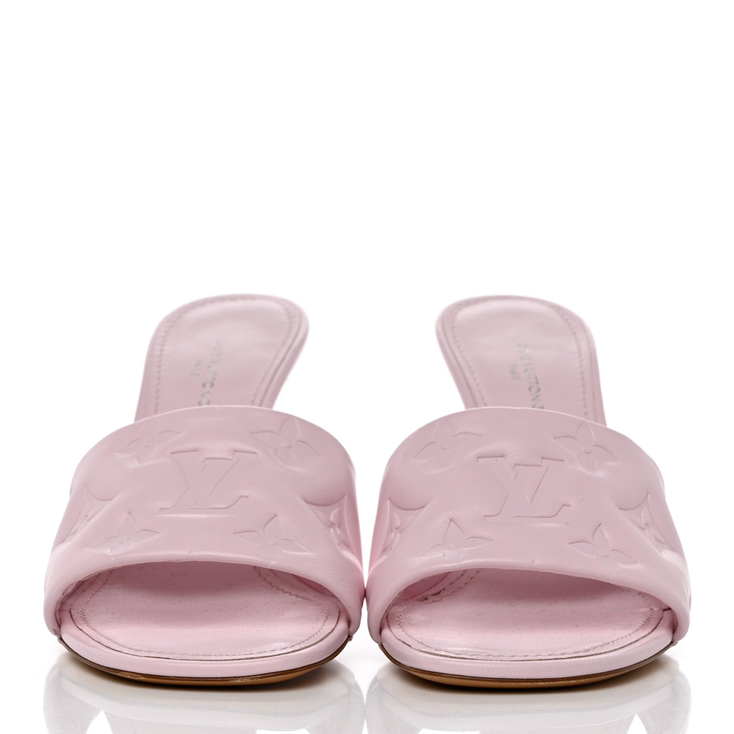 Louis Vuitton Lambskin Embossed Monogram Revival 95mm Mules 36 Rose Claire 2 of 9