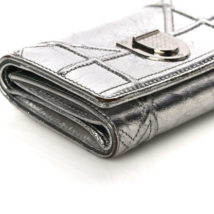 Christian Dior Metallic Calfskin Cannage Diorama Elancee Wallet Silver 8 of 12