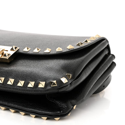 Valentino Garavani Pebbled Calfskin Small Rockstud Flap Crossbody Bag Black 5 of 9
