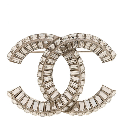 Chanel Baguette Crystal CC Brooch Silver 1 of 3