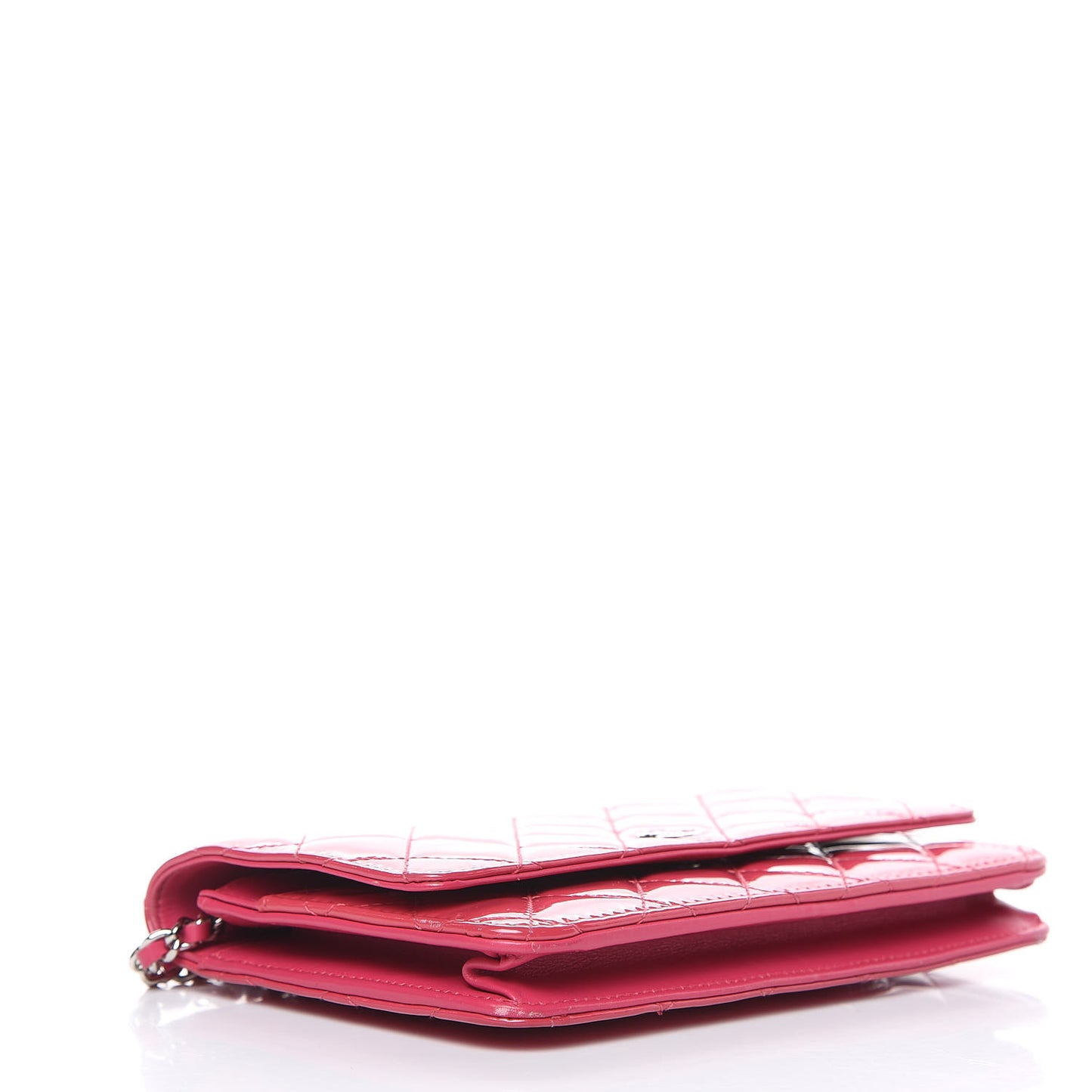 Patent Quilted Wallet On Chain WOC Fuchsia