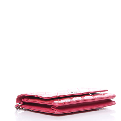 Chanel Patent Quilted Wallet On Chain WOC Fuchsia 4 of 16