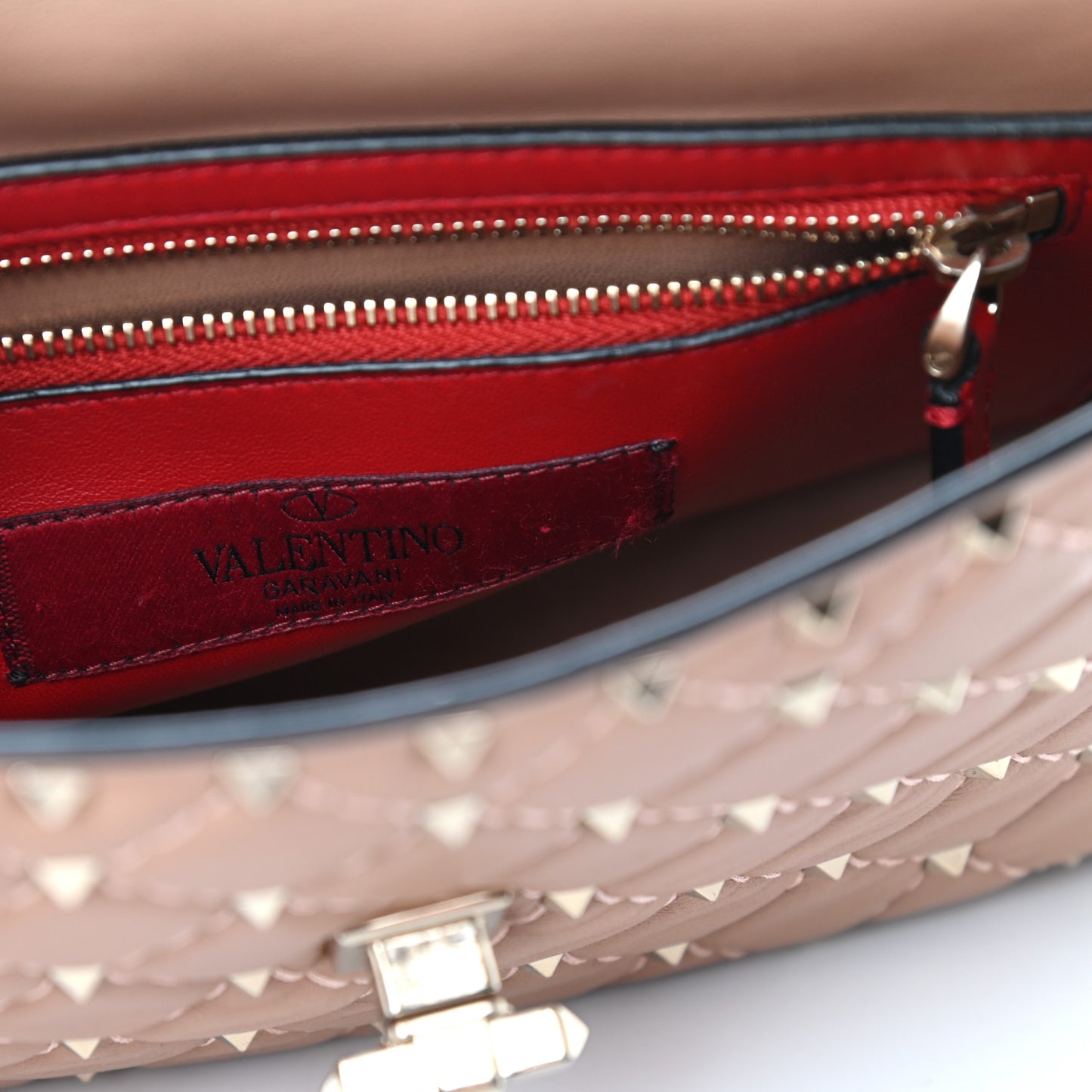 Nappa Medium Rockstud Spike Shoulder Bag Soft Noisette