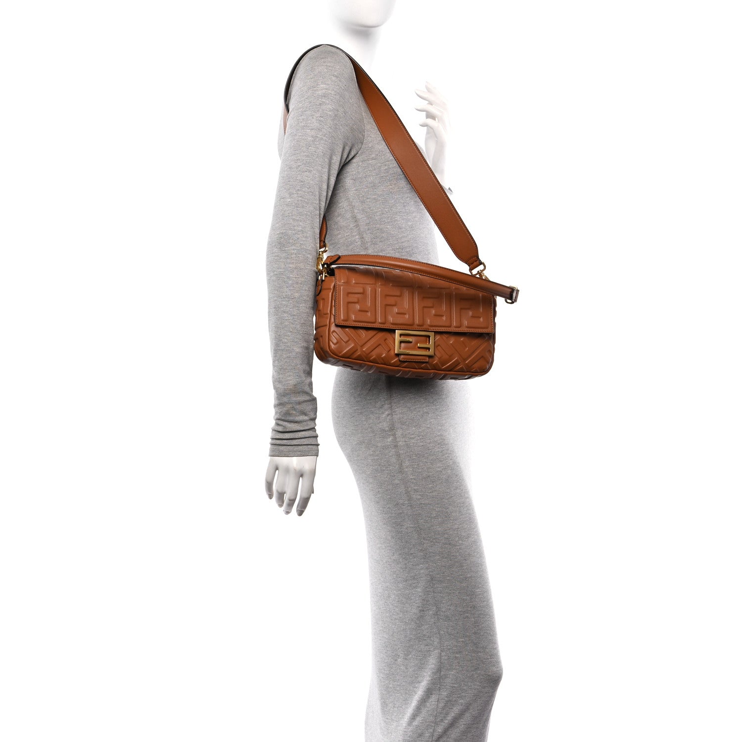 Fendi Nappa FF 1974 Embossed Baguette Coloniale 2 of 11