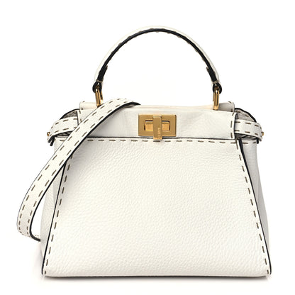 Fendi Cuoio Romano Selleria Mini Peekaboo Iconic Satchel White 1 of 10