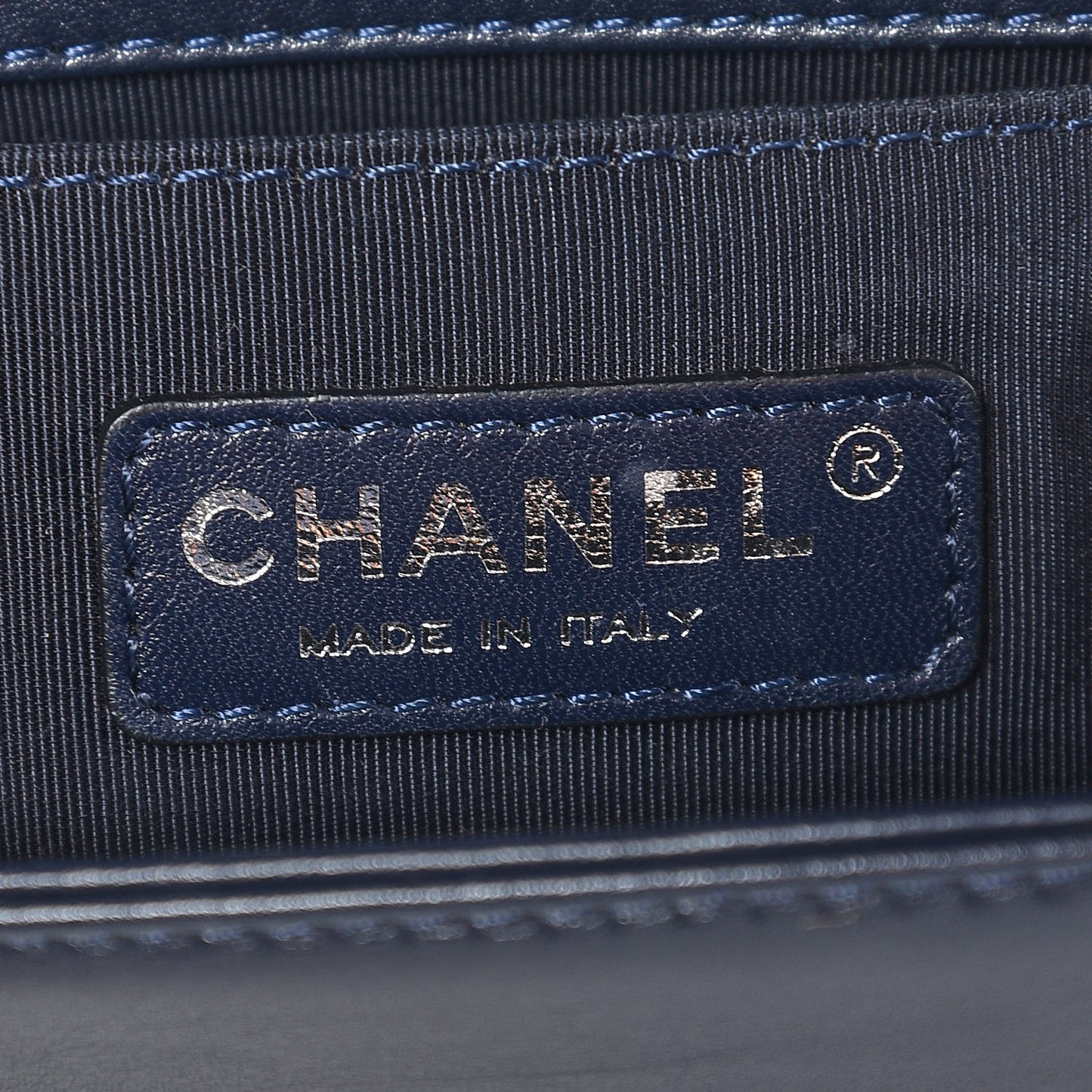 Calfskin Quilted Medium Boy Flap Navy Blue
