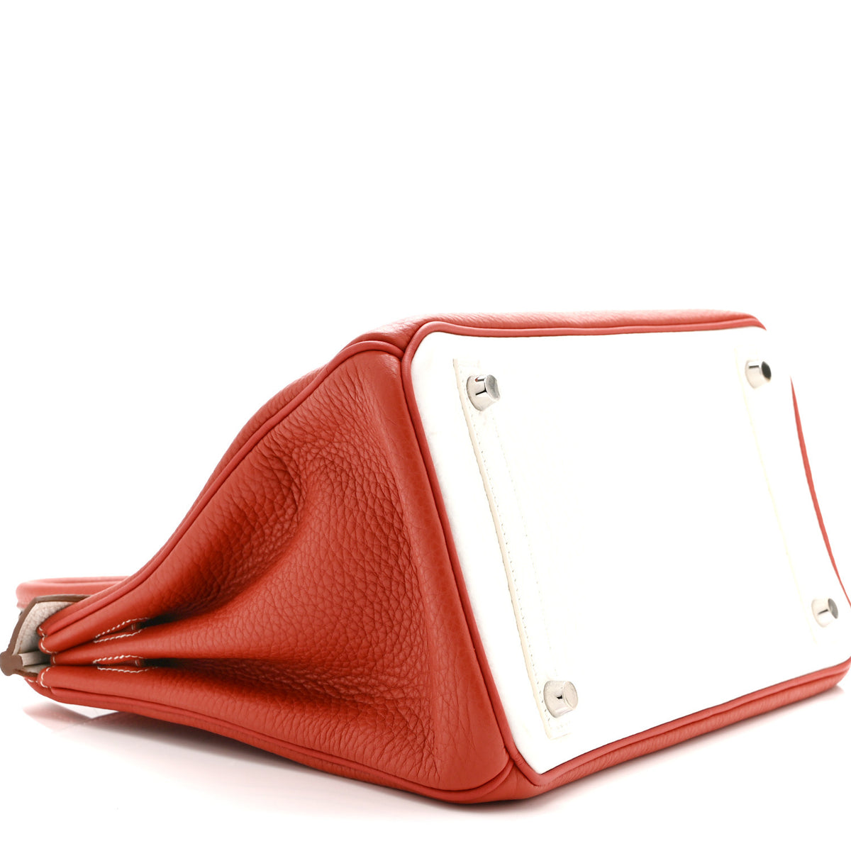 Hermes Taurillon Clemence Eclat Birkin 30 Sanguine White 9 of 10