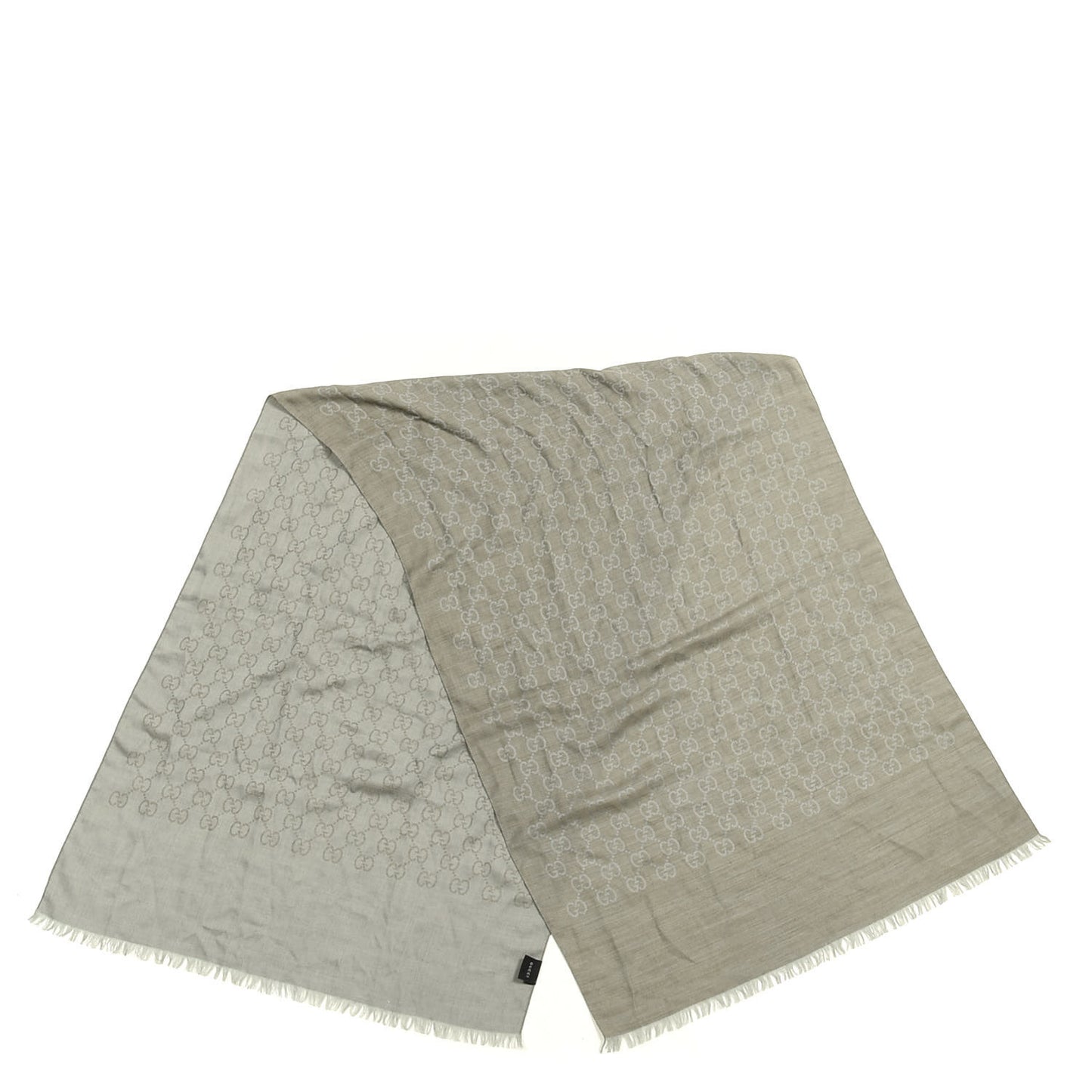 Wool Silk GG Monogram GGNatplus Fringe Stole Grey