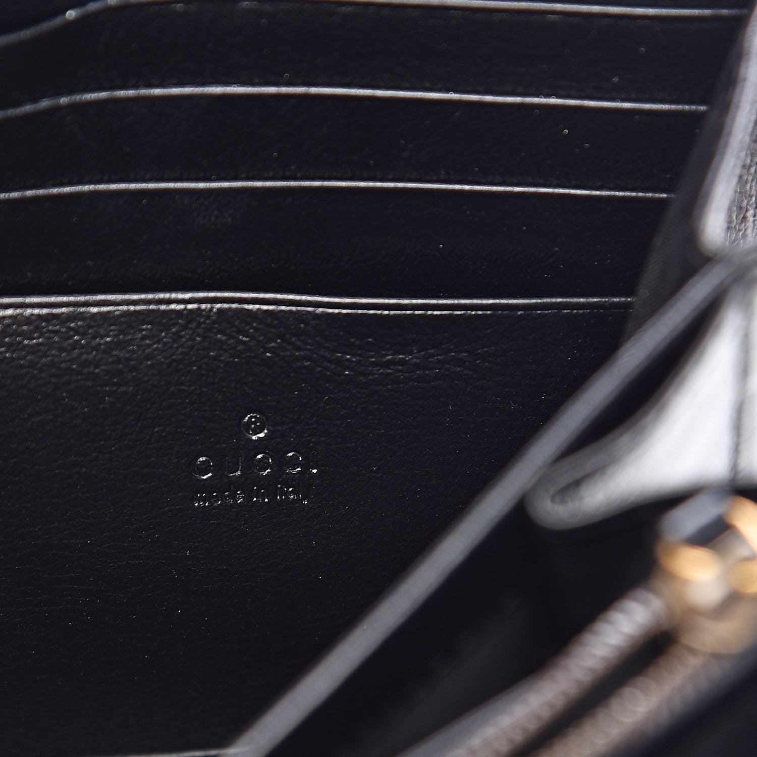 Gucci Vintage Effect Calfskin Matelasse Diagonal Torchon GG Marmont Chain Wallet Black Romantic Cherry 7 of 10