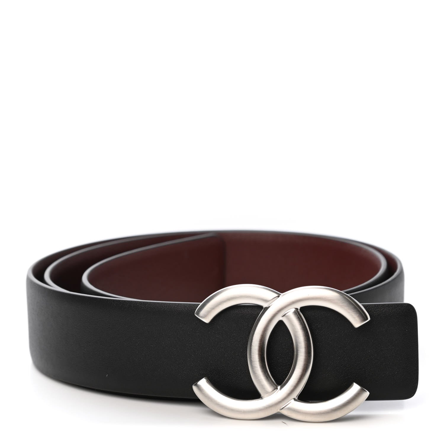 Chanel Calfskin CC Reversible Belt 80 32 Black Burgundy 1 of 4