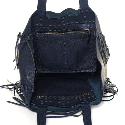Valentino Garavani Grained Calfskin Rockstud C-Rockee Fringe Tote Deep Blue 5 of 17