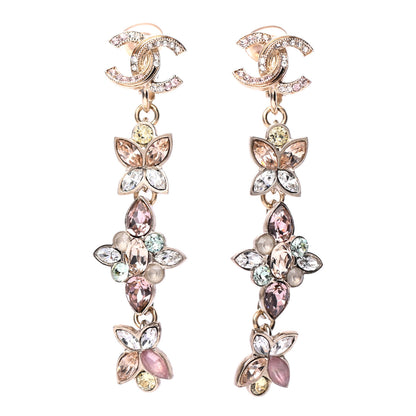 Chanel Crystal CC Clip On Drop Earrings Gold 1 of 4