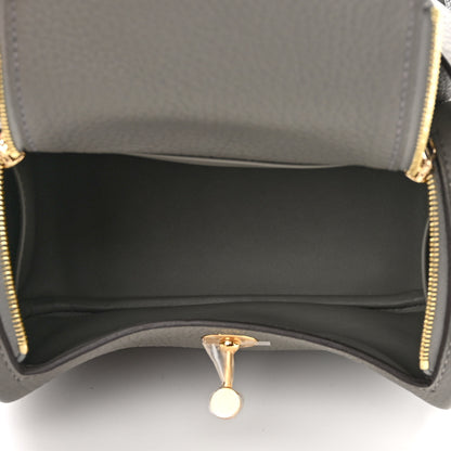 Hermes Taurillon Clemence Mini Lindy 20 Gris Meyer 5 of 11