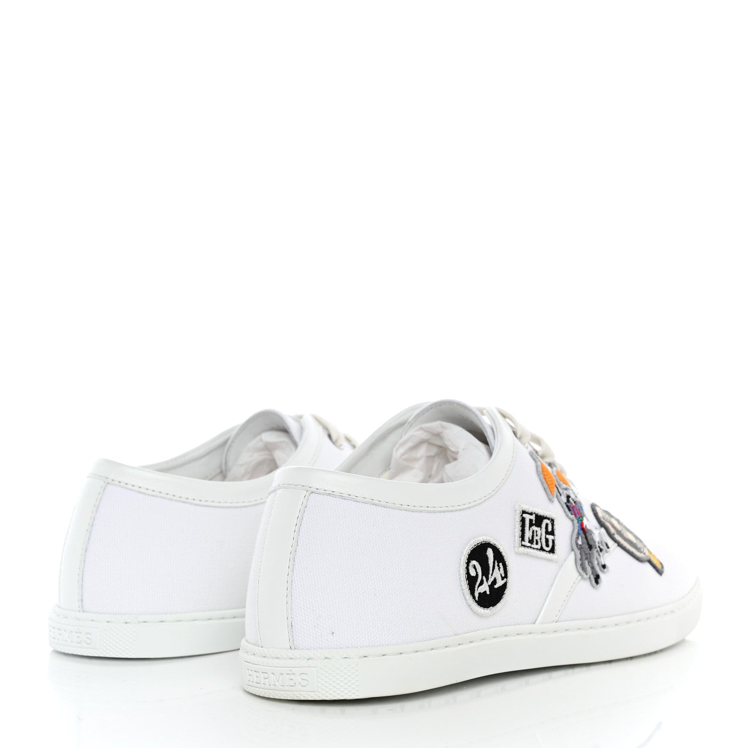Hermes Canvas Embroidered Innocent Sneakers 39 White 4 of 9