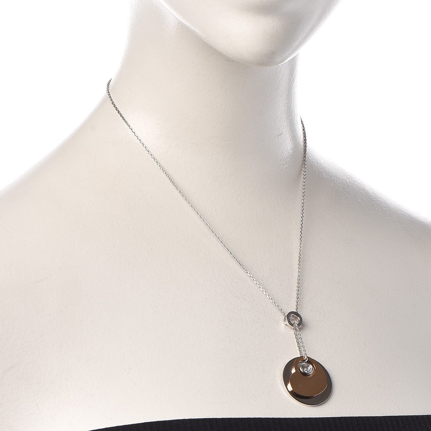 18K White Pink Gold Happy Diamond Heart Necklace
