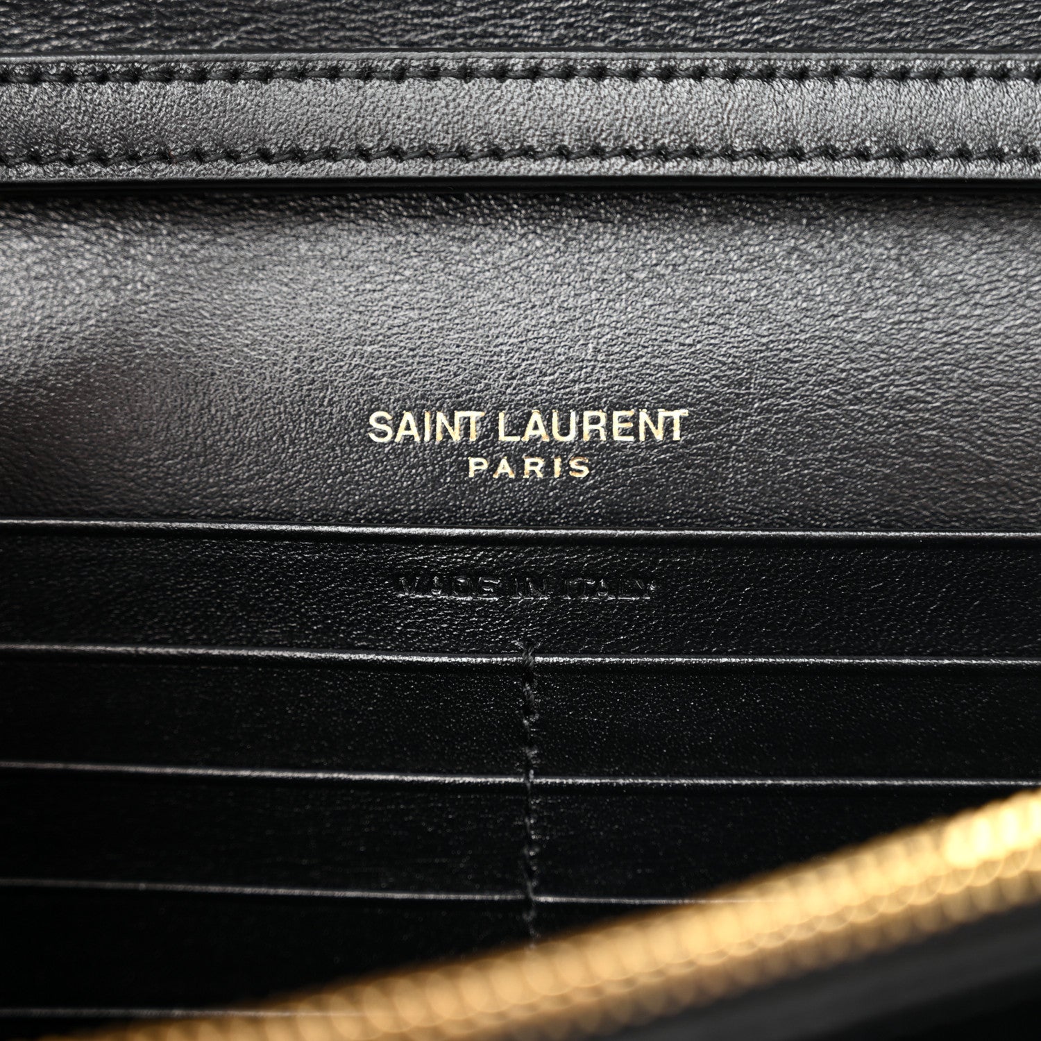 Saint Laurent Patent Carre Quilted Cassandre Chain Wallet Black 6 of 10