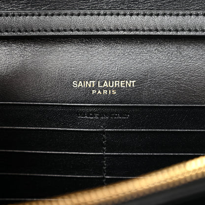 Saint Laurent Patent Carre Quilted Cassandre Chain Wallet Black 6 of 10