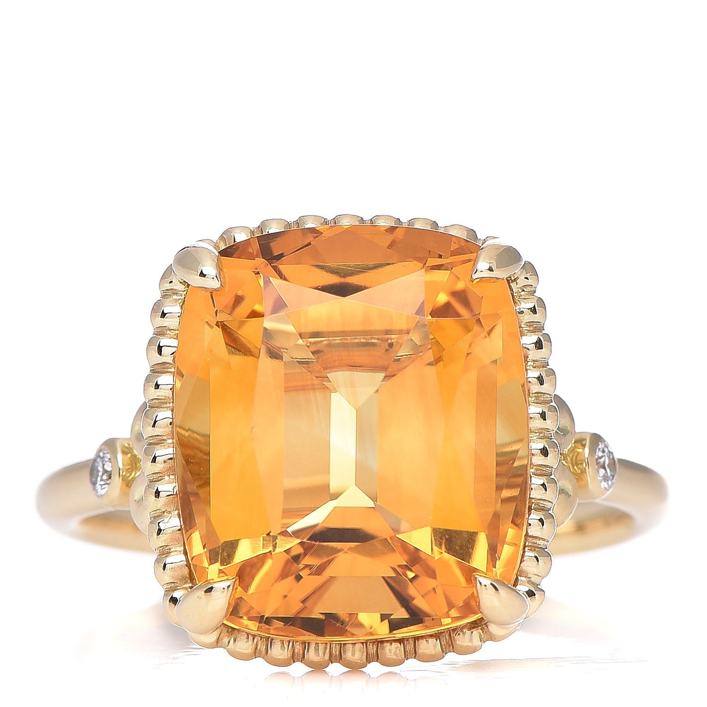 18K Yellow Gold Diamond Citrine Sparklers Cocktail Ring 54 7