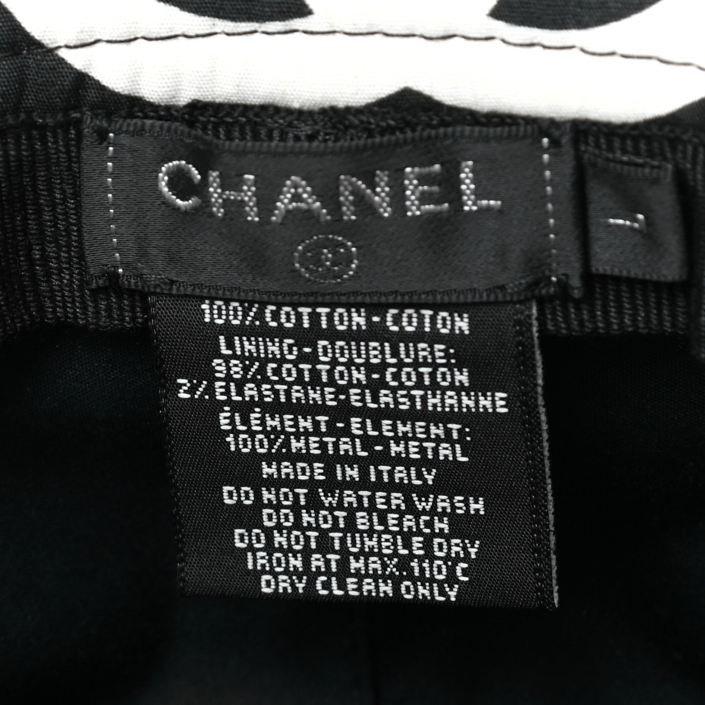 Cotton CC Bucket Hat L Black White