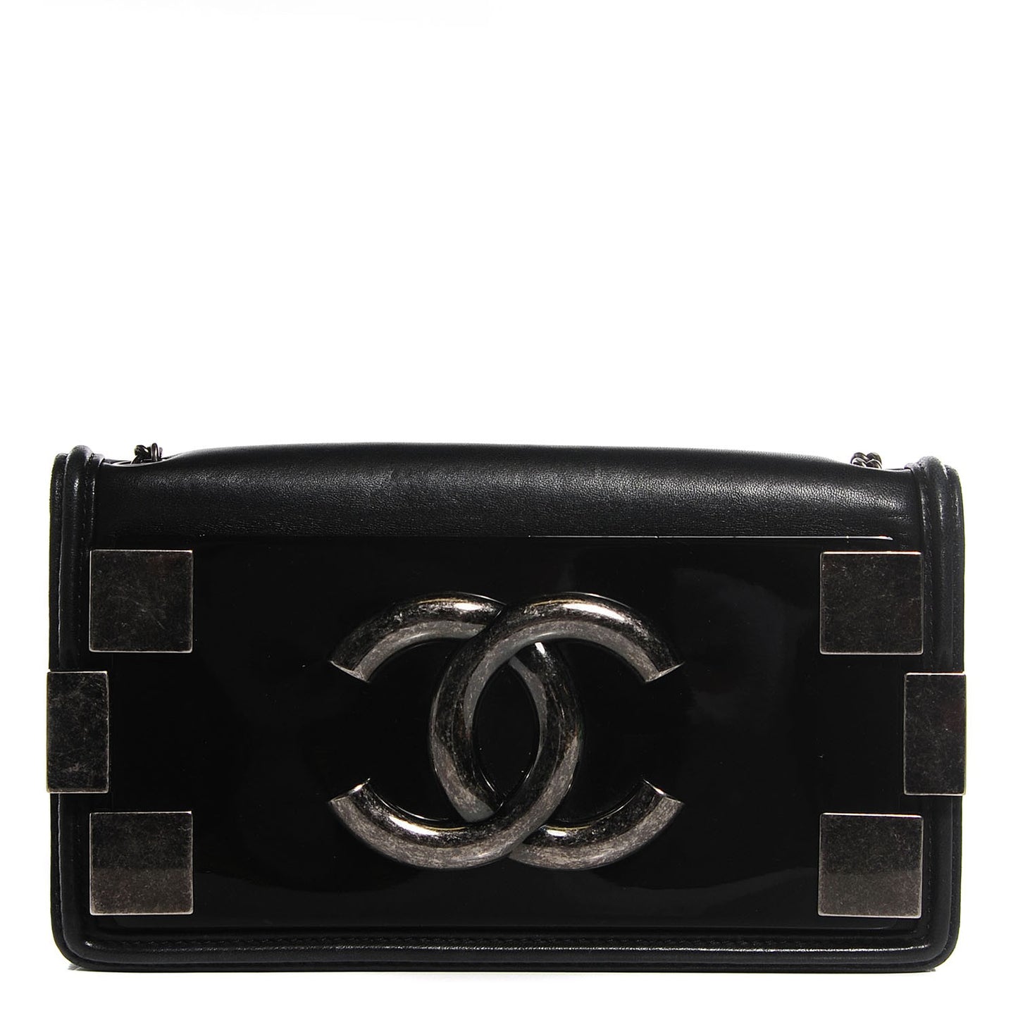 Lambskin and Plexiglass Boy Brick Flap Black