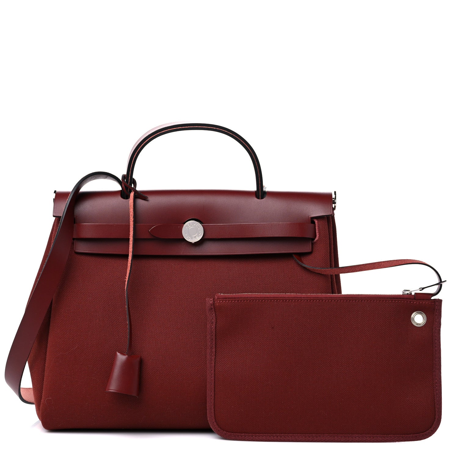 Hermes Vache Hunter Toile Herbag Zip 31 PM Rouge H 1 of 10
