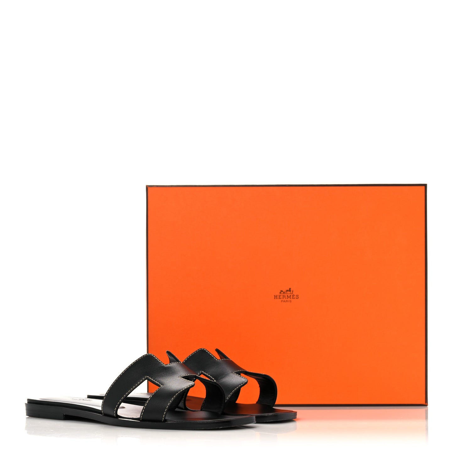 Box Calfskin Oran Sandals 38 Black