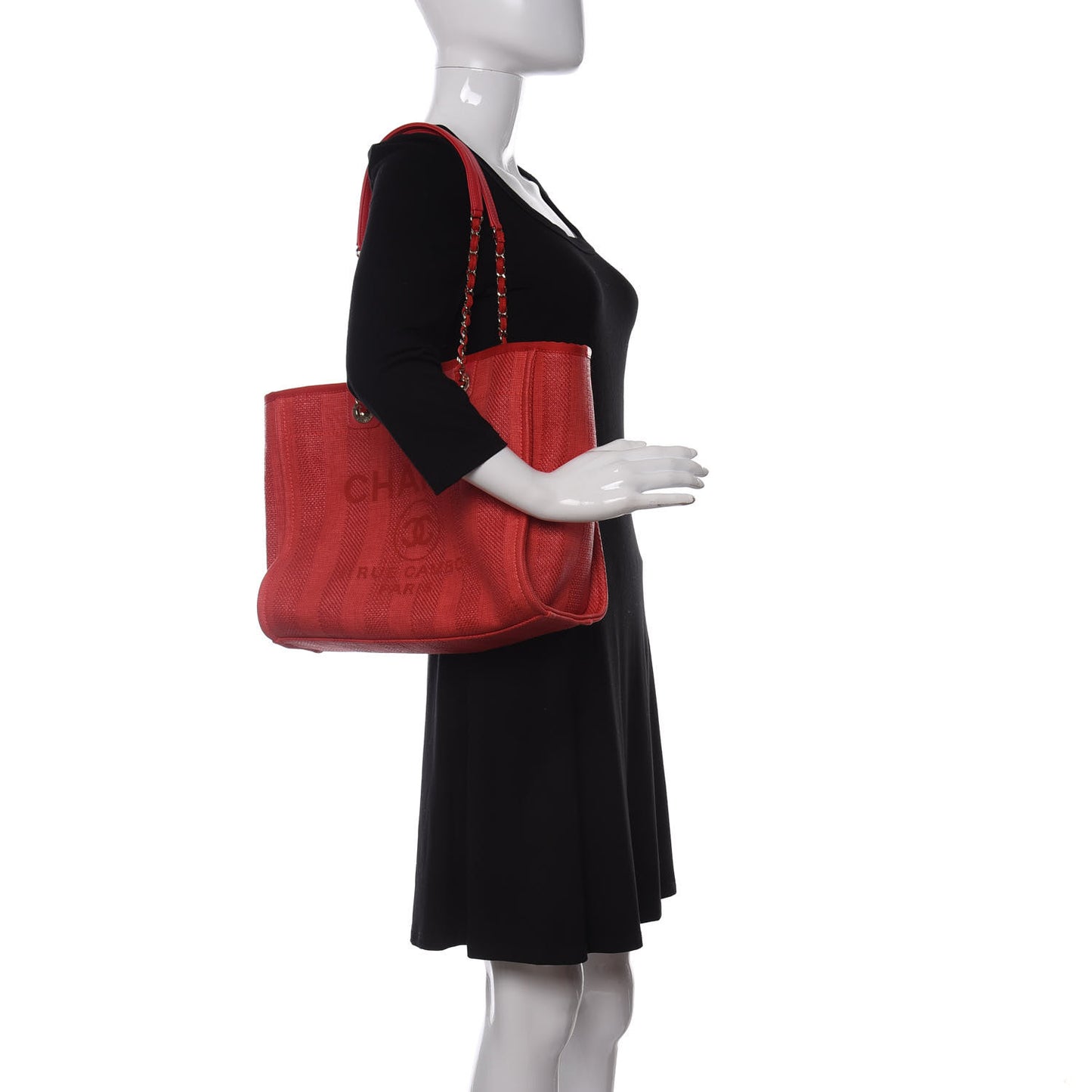 Mixed Fibers Striped Small Deauville Tote Red