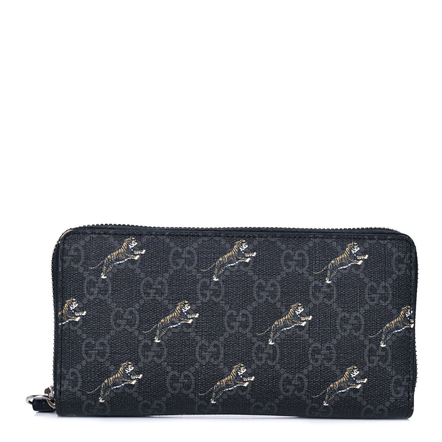 GG Supreme Monogram Tigers Zip Around Wallet Black Multicolor