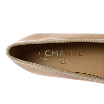 Chanel Lambskin Cap Toe CC Ballerina Flats 36.5 Beige Black 7 of 11