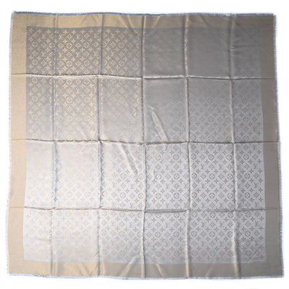 Louis Vuitton Silk Lurex Wool Monogram Shine Shawl Beige 3 of 5