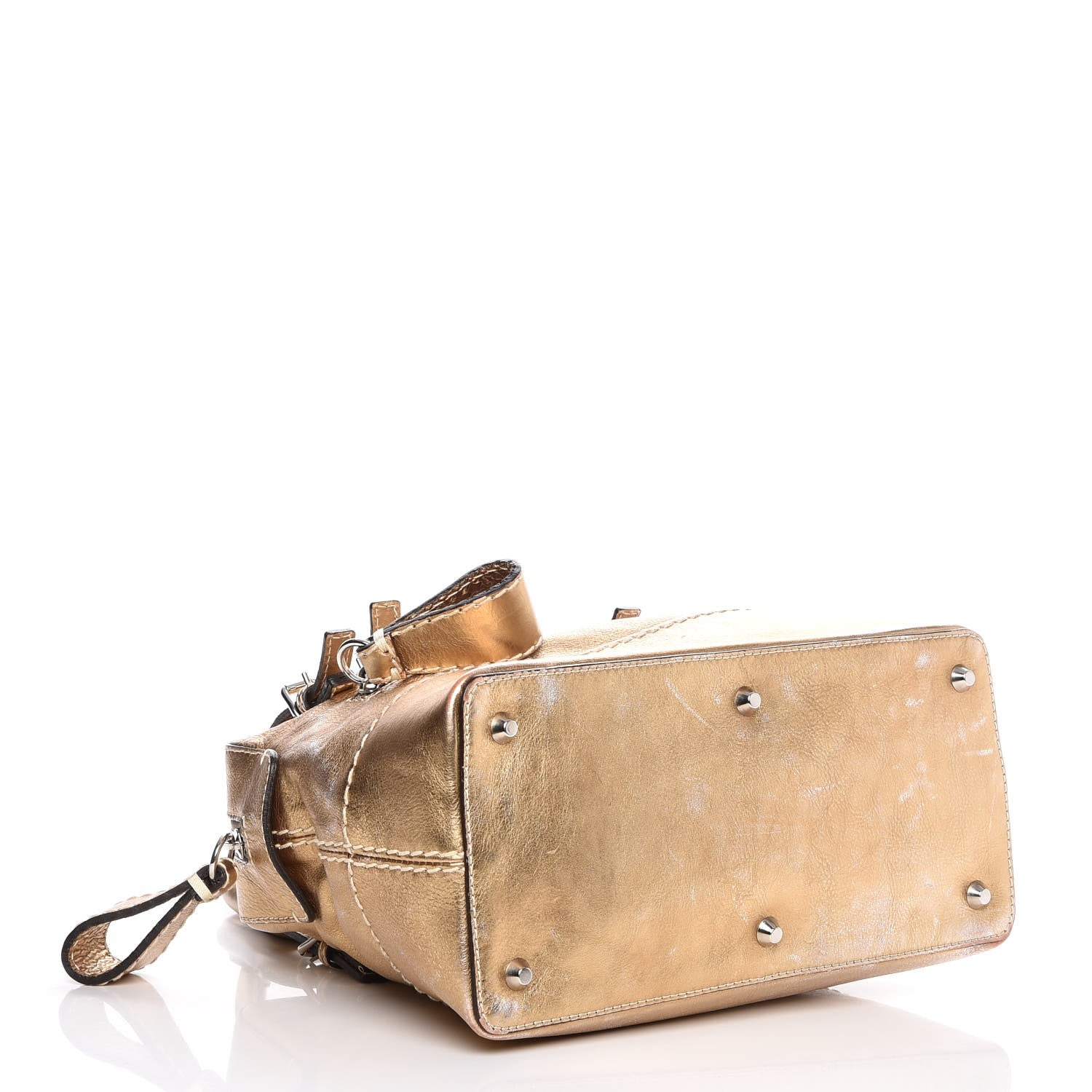 Chloe Metallic Calfskin Buckle Tote Gold 4 of 16
