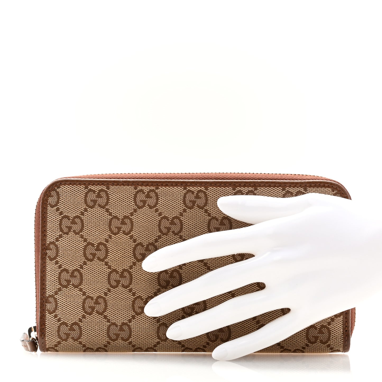 Monogram Dollar Calfskin Zip Around Wallet Beige Ebony Tabacco