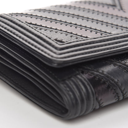 Chanel Calfskin Caviar Quilted Chevron Mixed Boy Wallet On Removable Chain Black 11 of 14