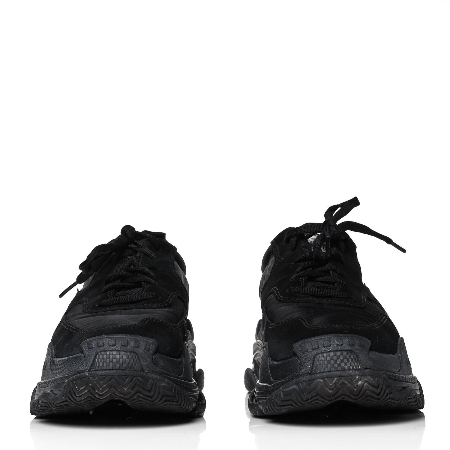 Balenciaga Nylon Suede Womens Triple S 2.0 Sneakers 40 Black 2 of 6