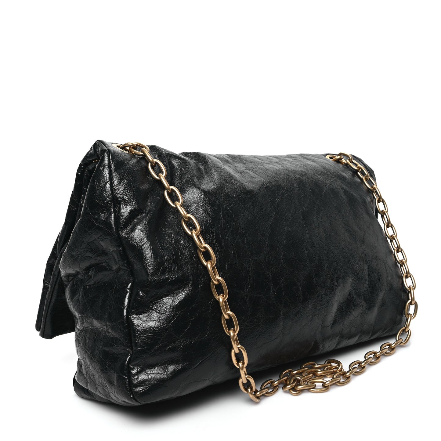 Arena Calfskin Large Monaco Chain Shoulder Bag Black