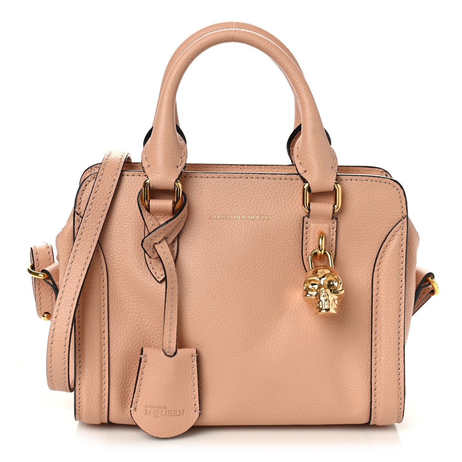 Alexander McQueen Pebbled Calfskin Mini Skull Padlock Zip Around Tote Boudoir 1 of 9
