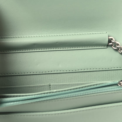 Chanel Caviar Quilted Boy Wallet On Chain WOC Light Green 12 of 13