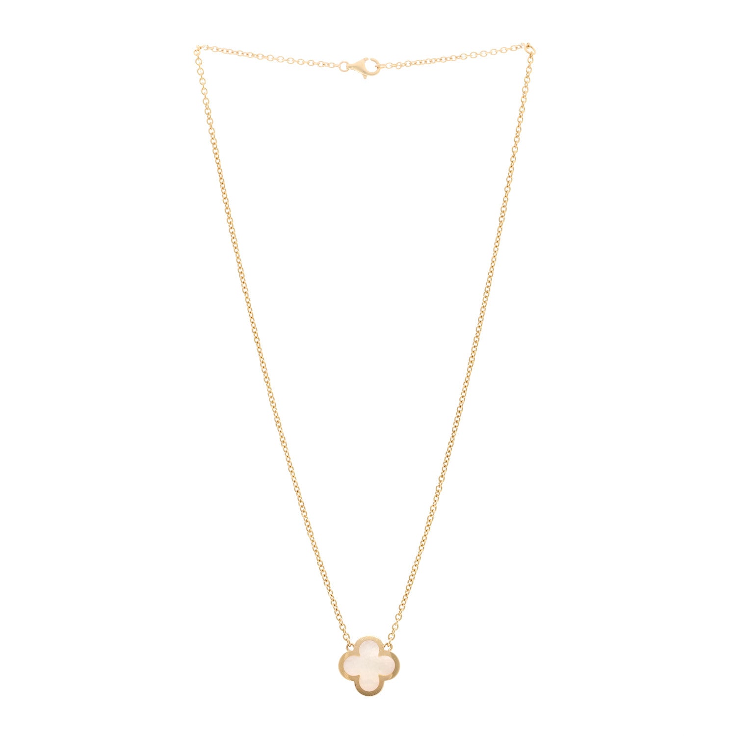 Van Cleef & Arpels 18K Yellow Gold Mother of Pearl Pure Alhambra Pendant Necklace 3 of 6
