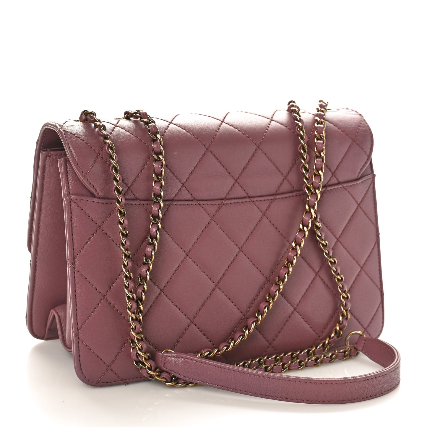 Sheepskin Quilted Beauty Lock Flap Pink Black