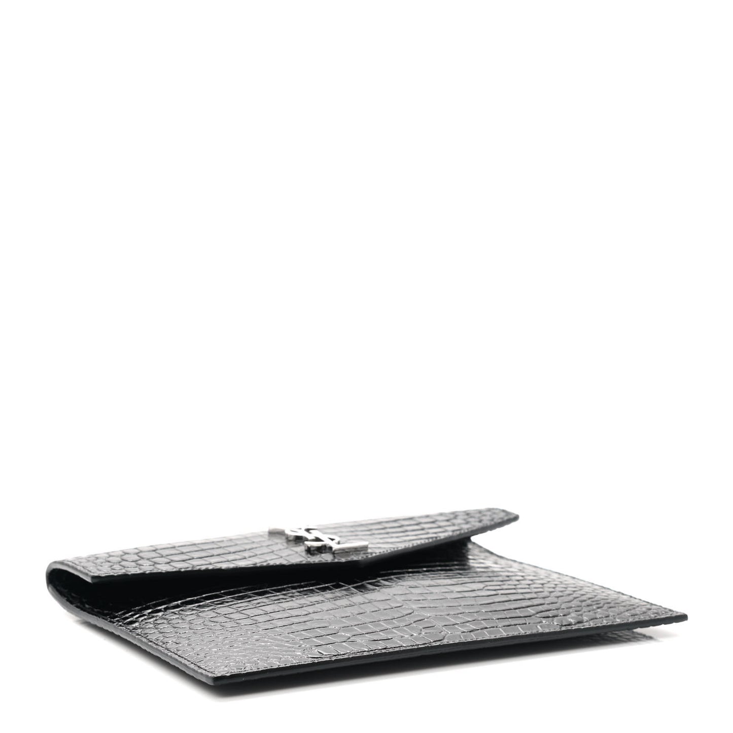 Calfskin Crocodile Embossed Monogram Uptown Baby Pouch Black