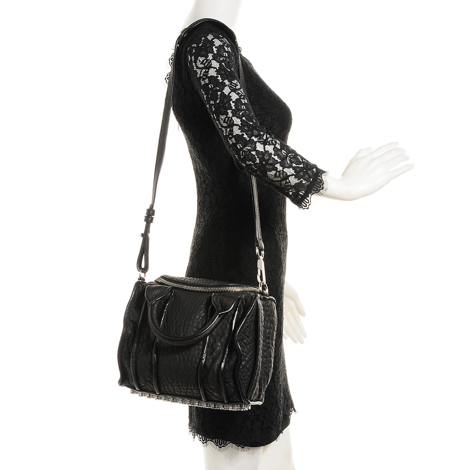 Alexander Wang Pebbled Lambskin Inside Out Rockie Black Clear Resin Hardware 2 of 7